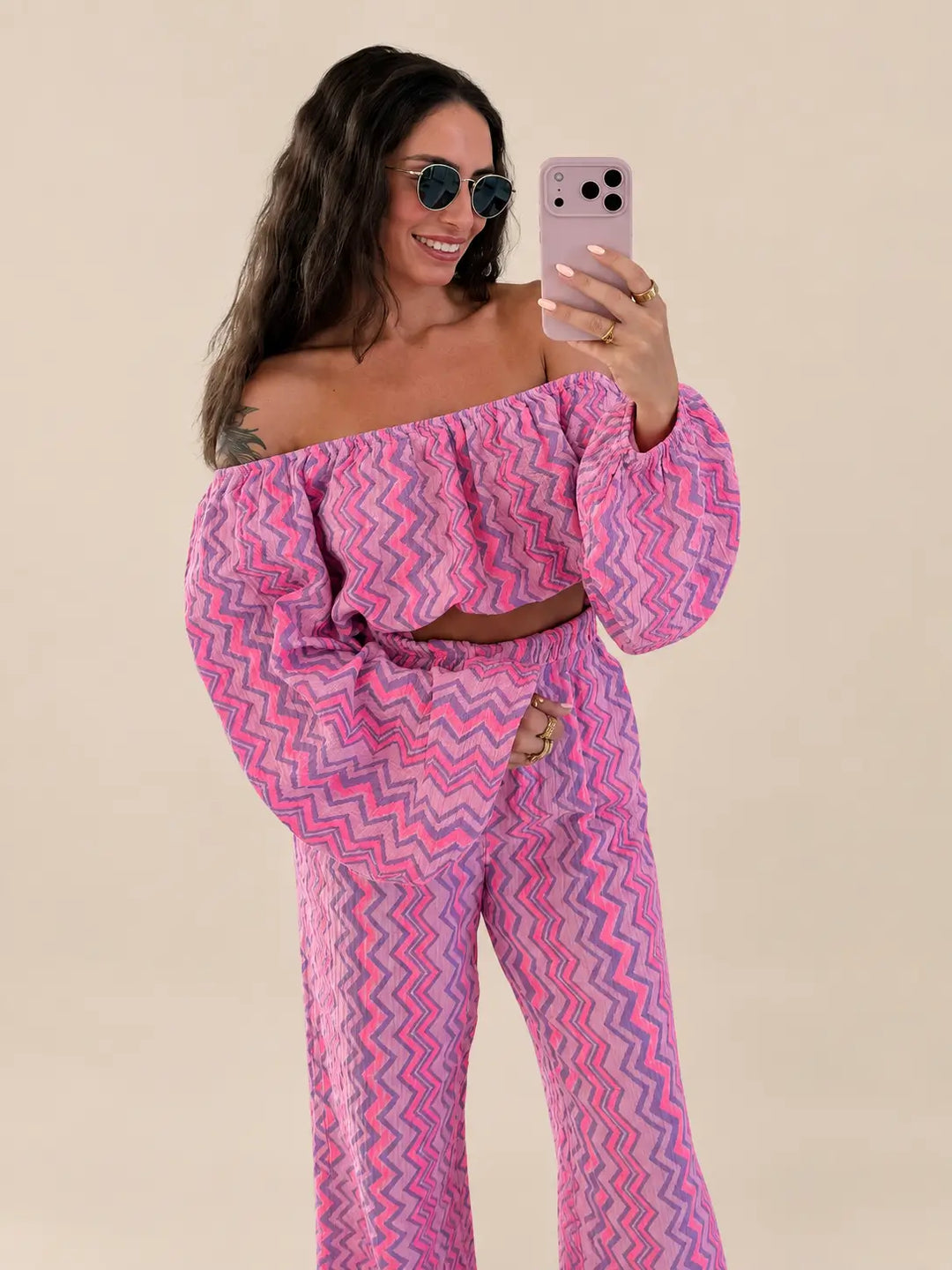 Musselin Crop Top Damen in Flieder/Rosa | Lisa’s Boutique