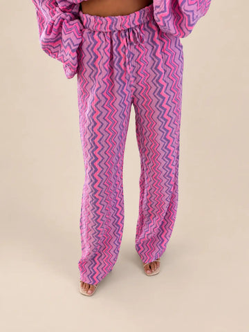 Pantalones de muselina mujer en lila y rosa | Lisa’s Boutique