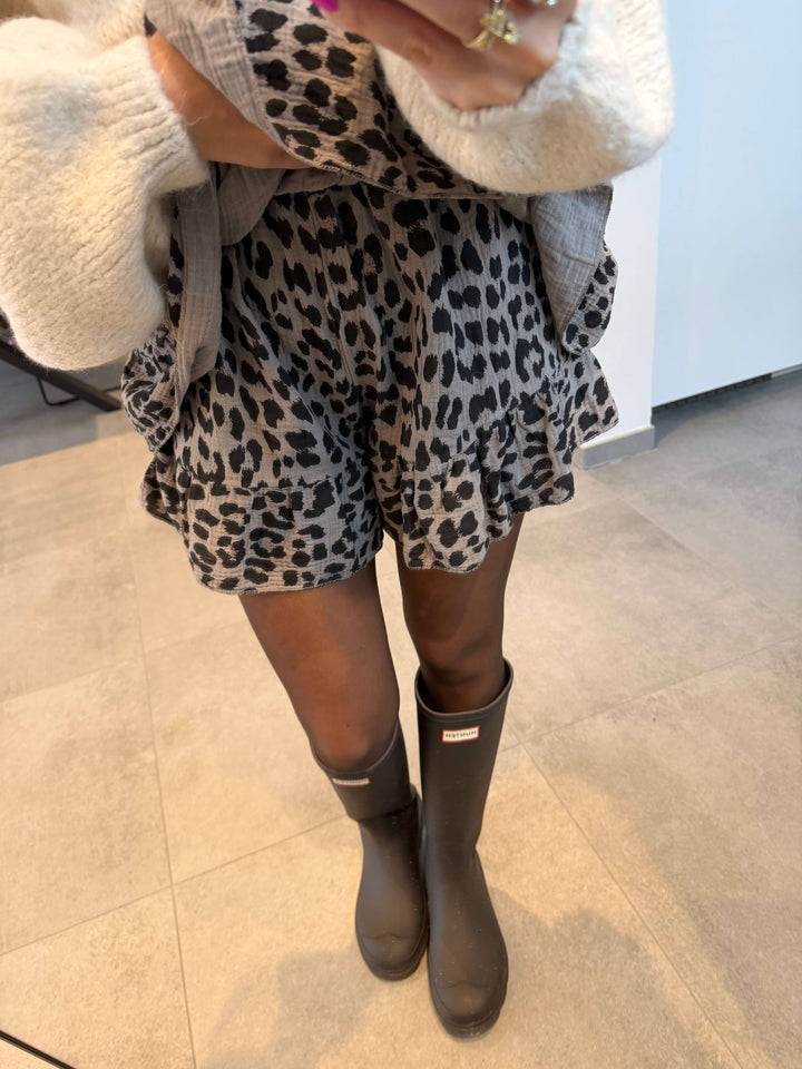 Musselin Hosenrock mit Leo-Print dunkel Rock Lisas Boutique 