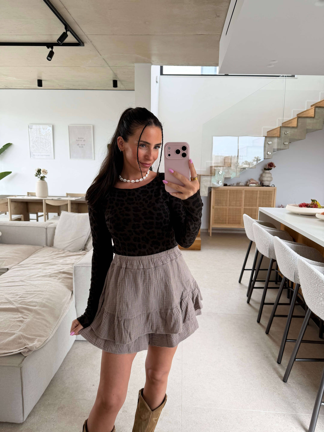 Musselin Hosenrock – Taupe Rock Lisas Boutique 