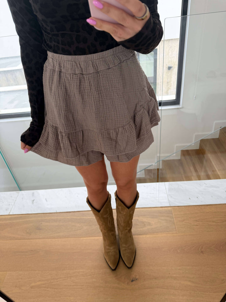 Musselin Hosenrock – Taupe Rock Lisas Boutique 