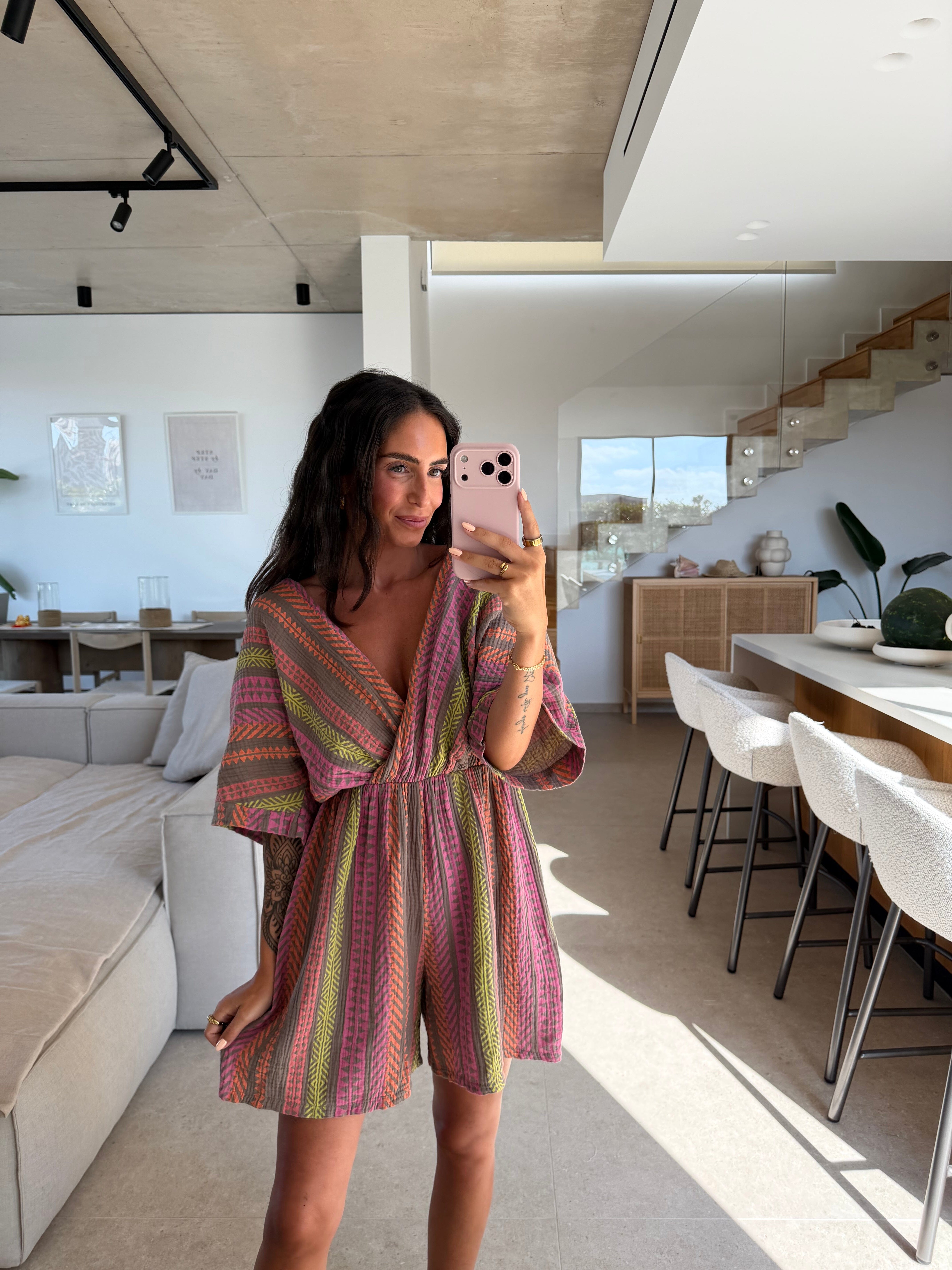 Musselin Jumpsuit Taupe Mix | Lisa’s Boutique