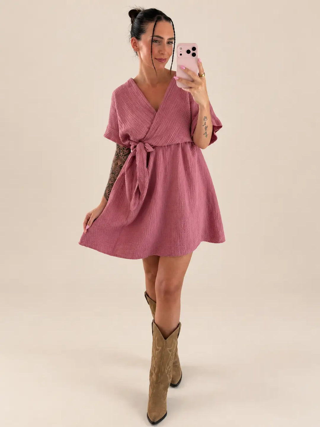 Berry mousseline jurk dames | Lisa’s Boutique