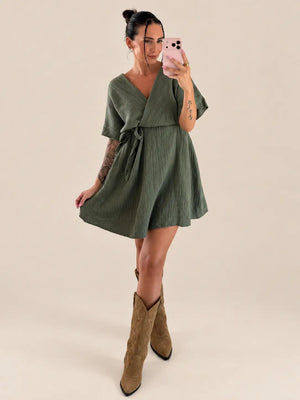 Mousseline Jurk – Khaki