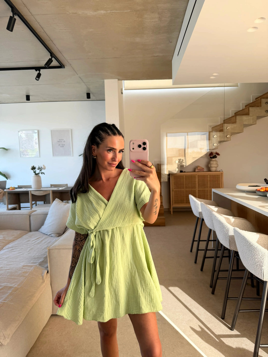 Musselin Kleid – Mintgrün Kleid Lisas Boutique 