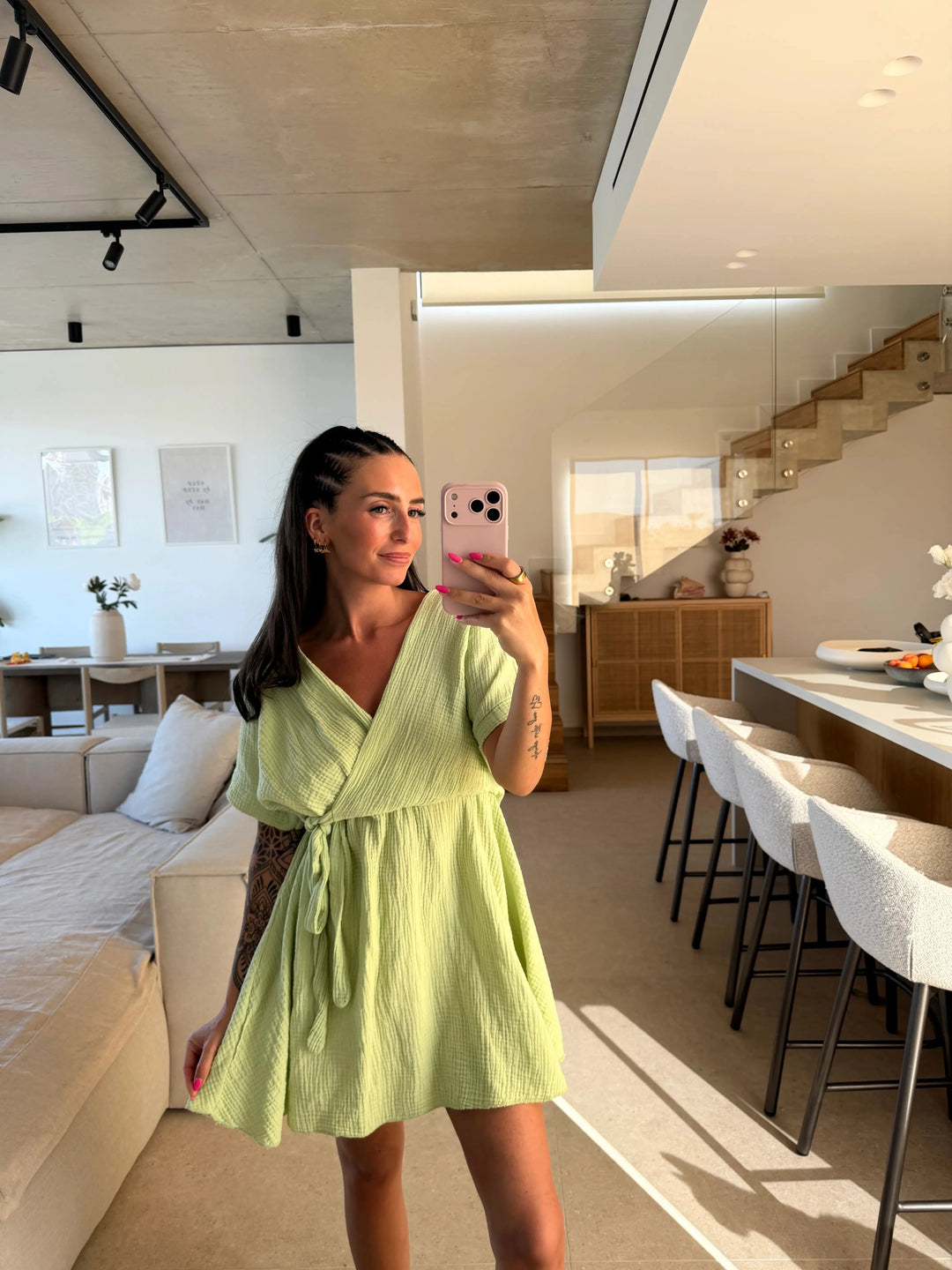 Musselin Kleid – Mintgrün Kleid Lisas Boutique 