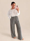 Pantalones de punto a rayas – Negros