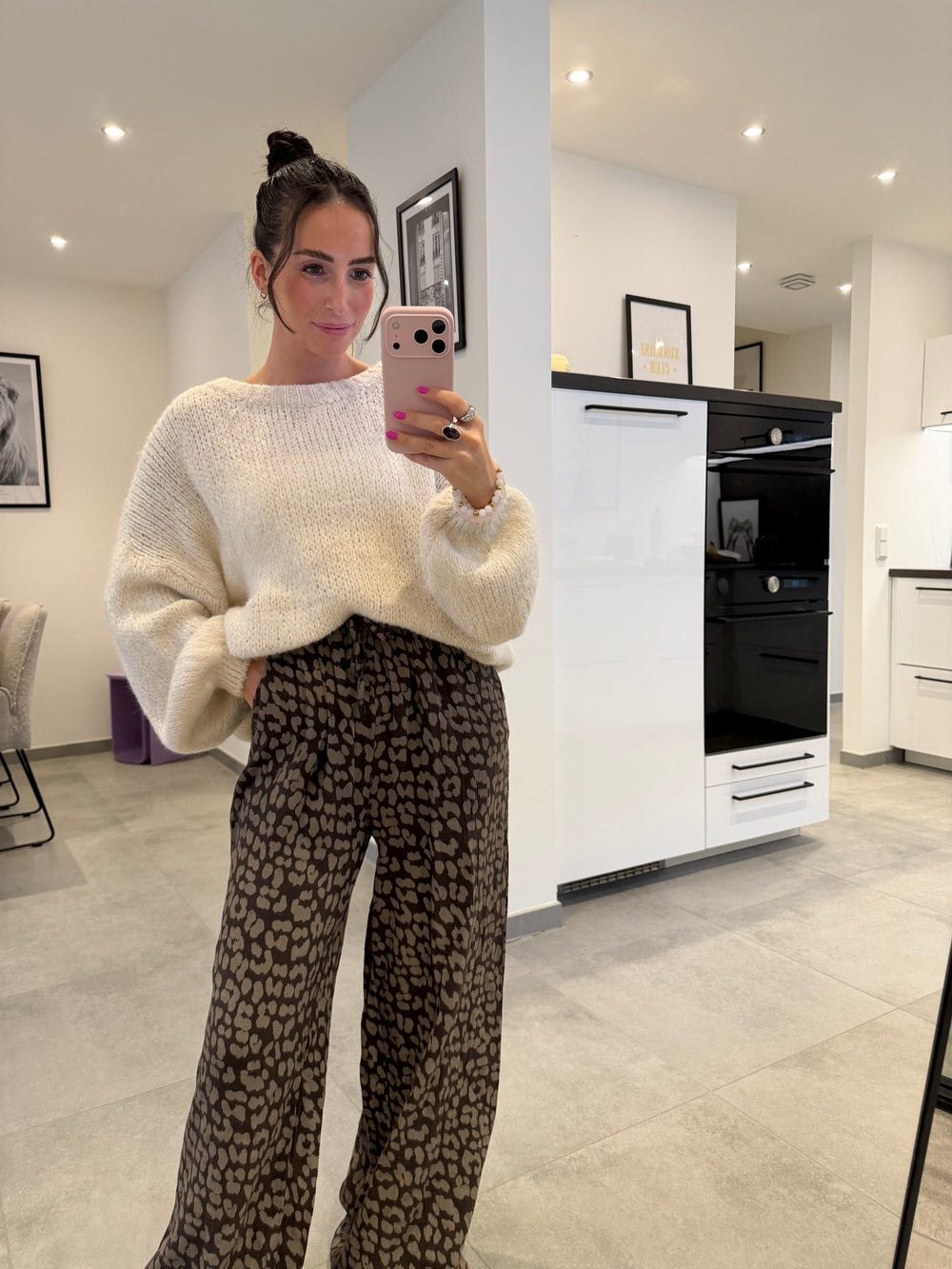 Musselinhose mit Leo-Print Hose Lisas Boutique 