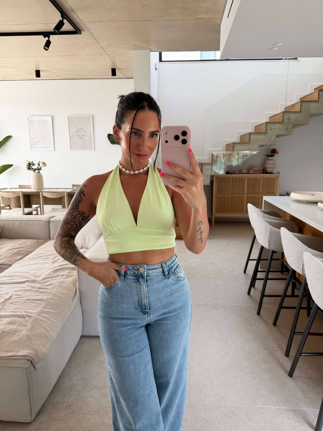 Neckholder Top - Grün Top Lisas Boutique 