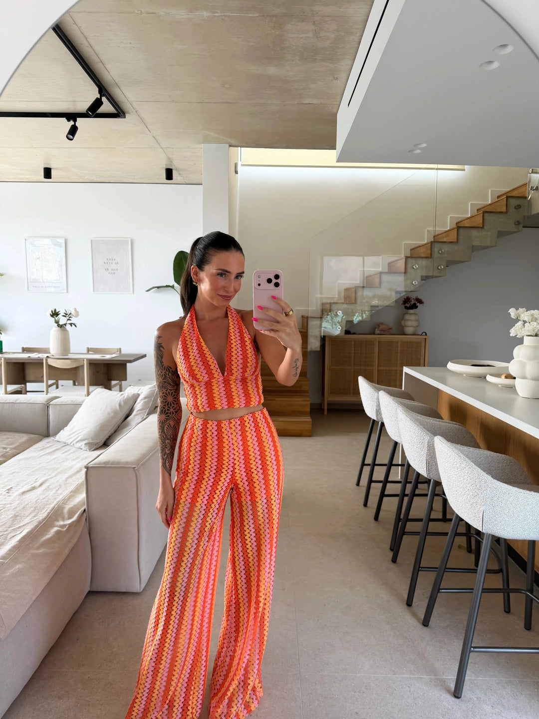 Neckholder Top im Häkel-Look – Orange Top Lisas Boutique 