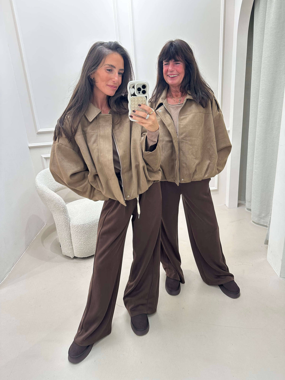 Oversize Jacke in Wildleder-Look Camel Jacke Lisa`s Boutique 