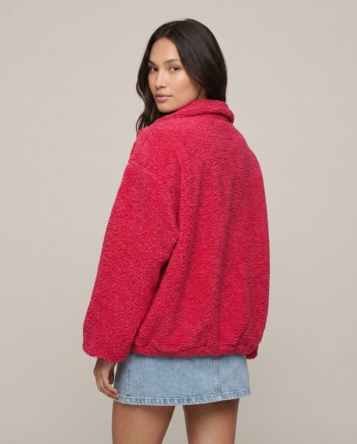 Pinke Oversize Jacke mit Reißverschluss Seitenansicht | Lisa’s Boutique