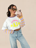 T-shirt oversize college – Lilla