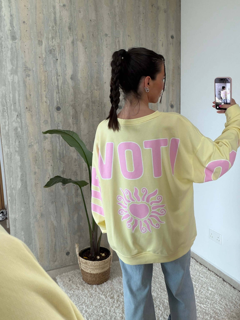 Oversized Sweatshirt „Devotion“ – Gelb Pullover Lisas Boutique 