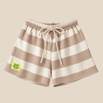 Beige-weiß gestreifte Shorts – Lisa’s Boutique