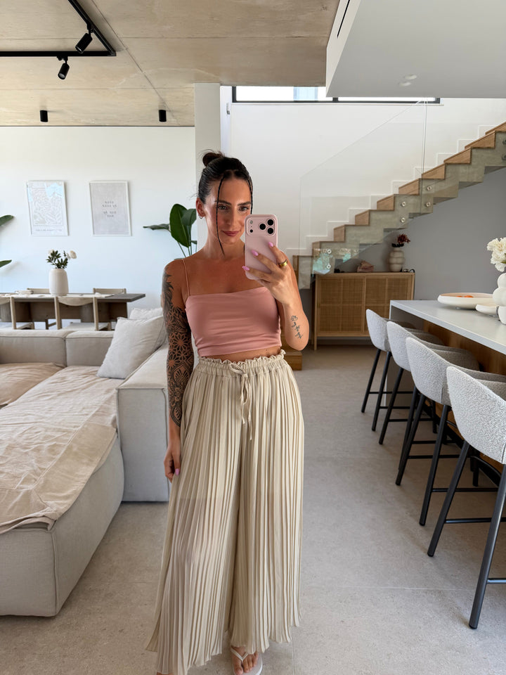 Plissee Hose – Beige Hose Lisas Boutique 