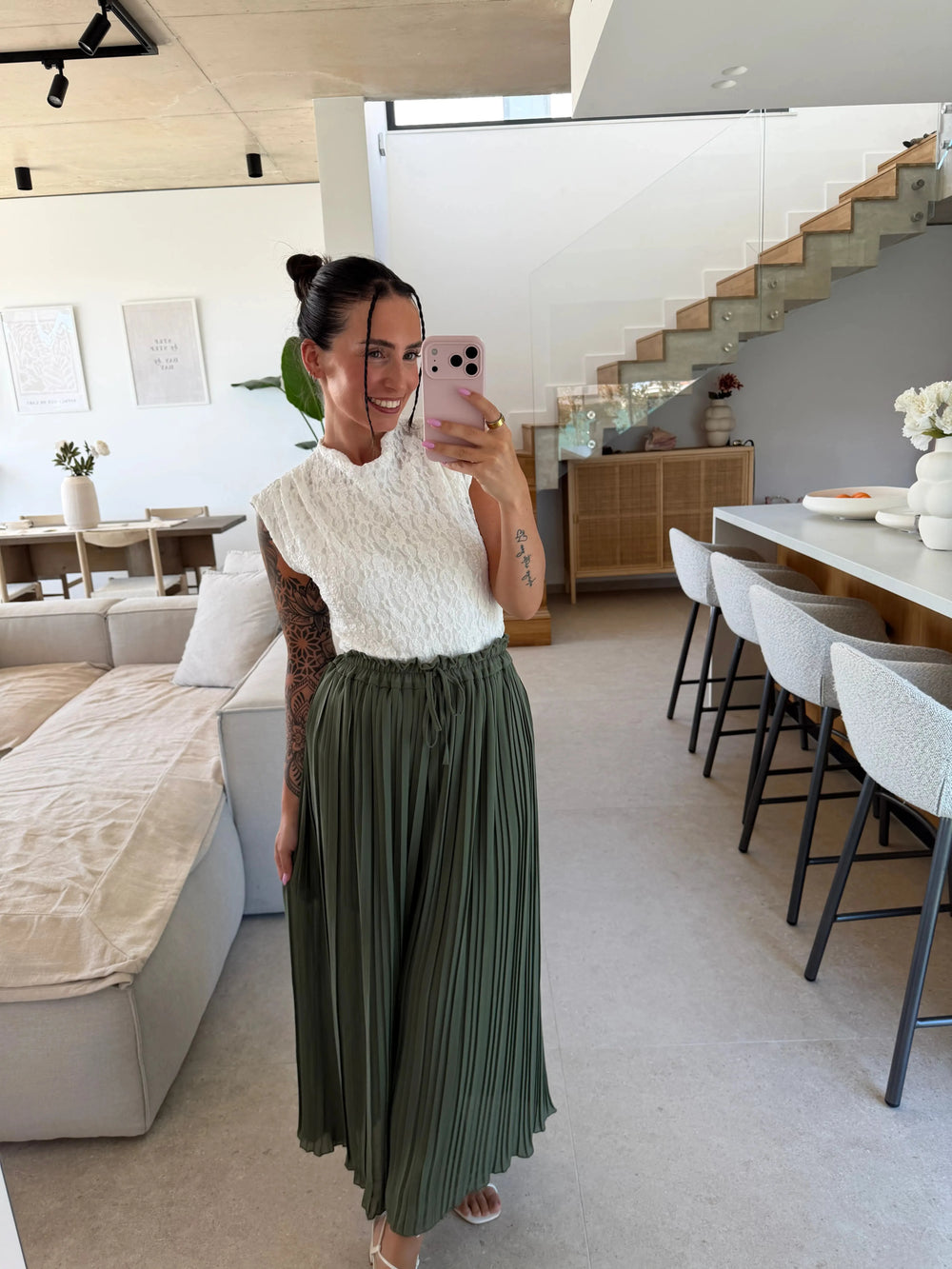 Plissee Hose – Khaki Hose Lisas Boutique 