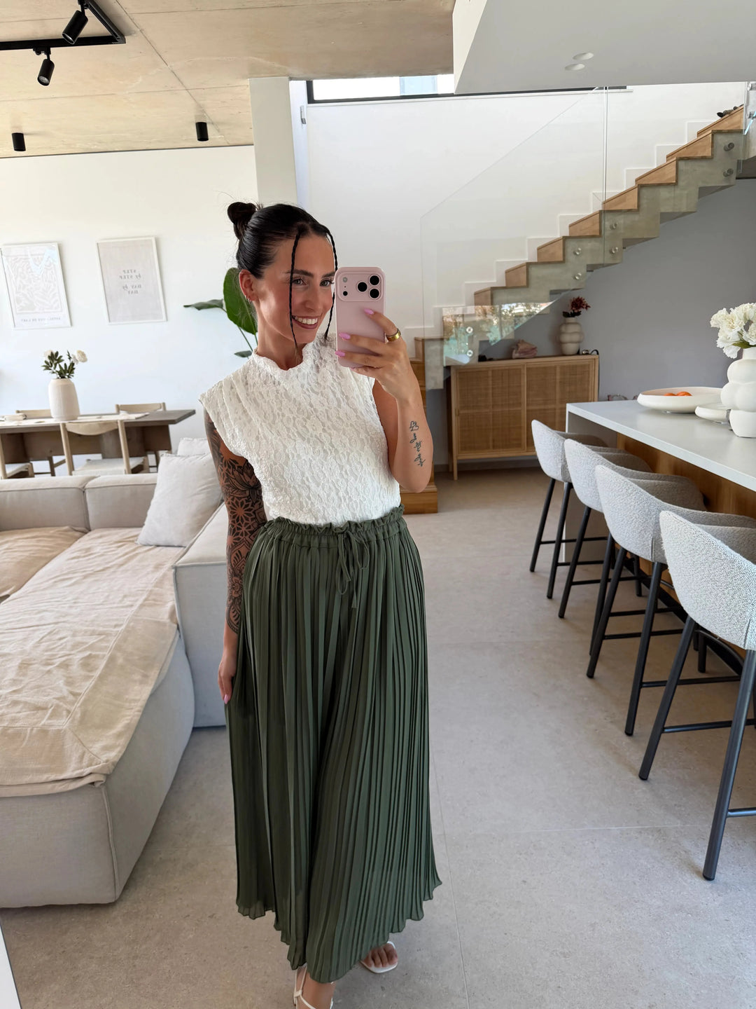 Plissee Hose – Khaki Hose Lisas Boutique 