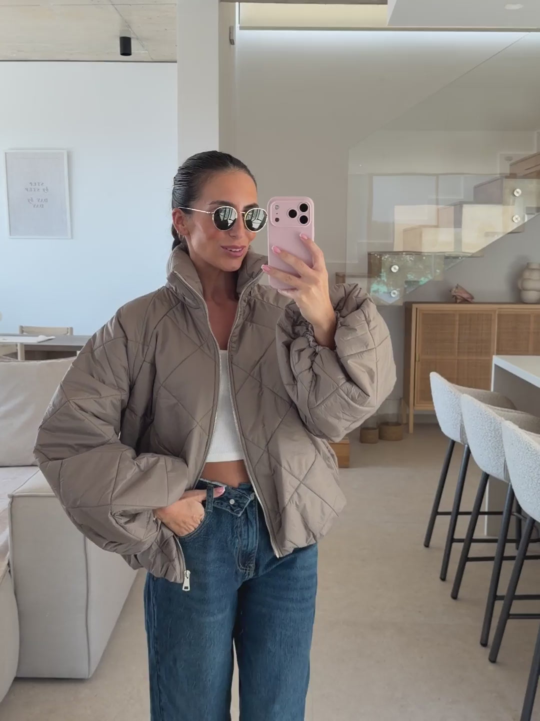 Puffer jacket – Taupe