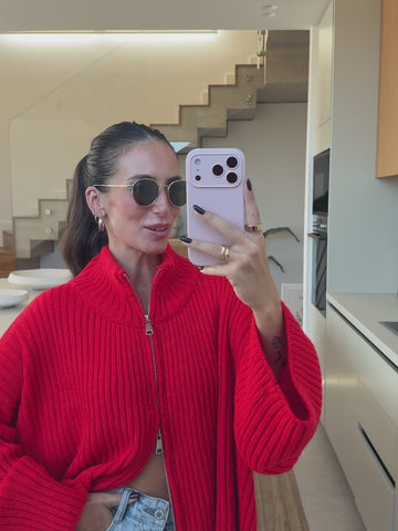 Oversized Cardigan – Red