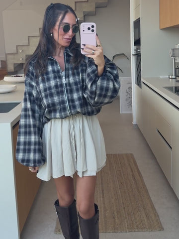 Karierte Hemdjacke Damen in Blau im Gesamtlook | Lisa’s Boutique