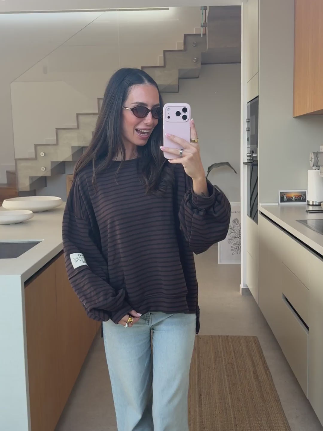 Sweatshirt gestreift – Braun