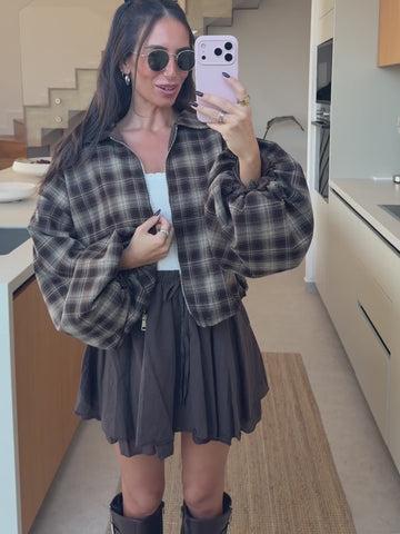 Karierte Hemdjacke in Braun für Damen | Lisa’s Boutique