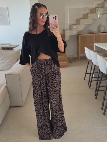 Leopard-Print Jersey Trousers Tall (Length) – Dark Taupe