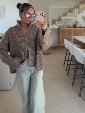 Cardigan oversize – Tortora