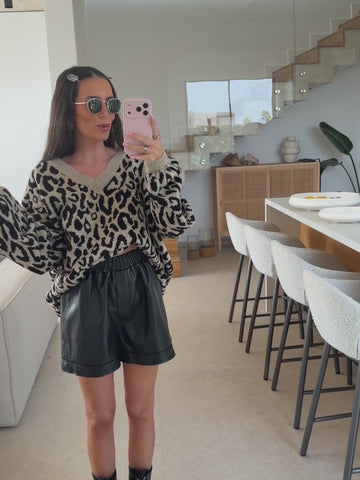 Faux Leather Shorts – Black