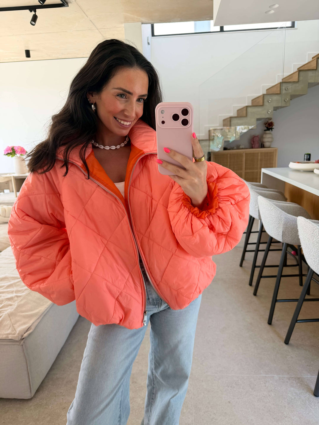 Pufferjacke – Apricot Jacke Lisas Boutique 
