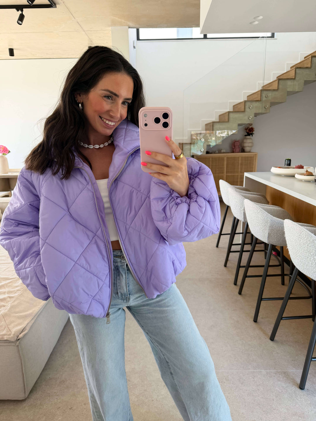 Pufferjacke – Flieder Jacke Lisas Boutique 