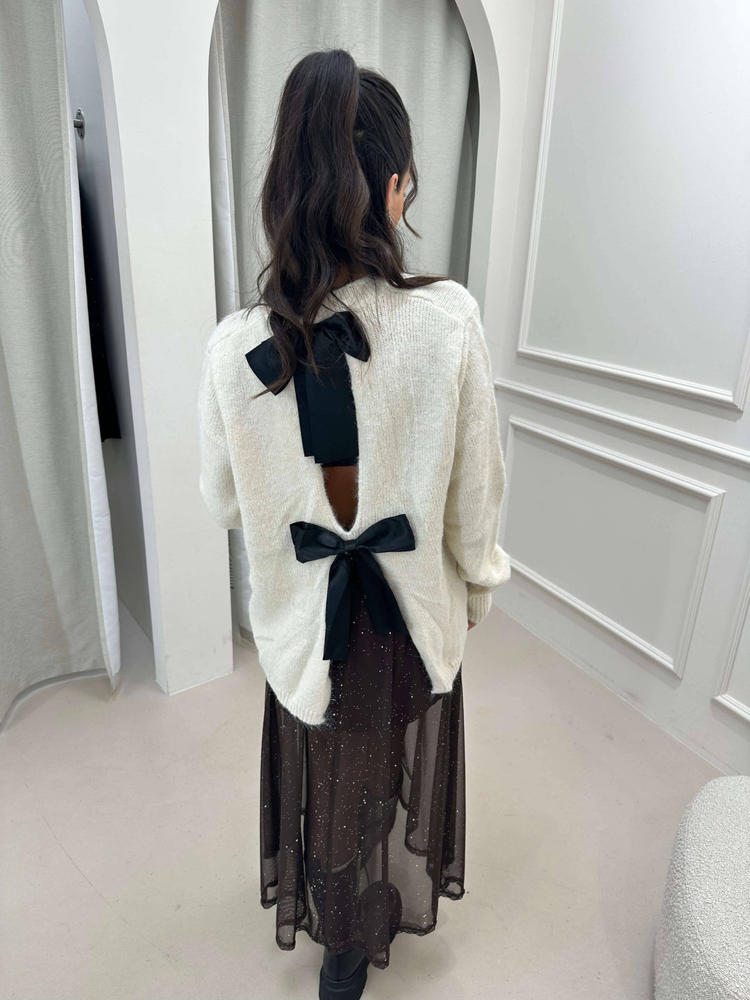 Pullover Schleifen Creme Pullover Lisas Boutique 