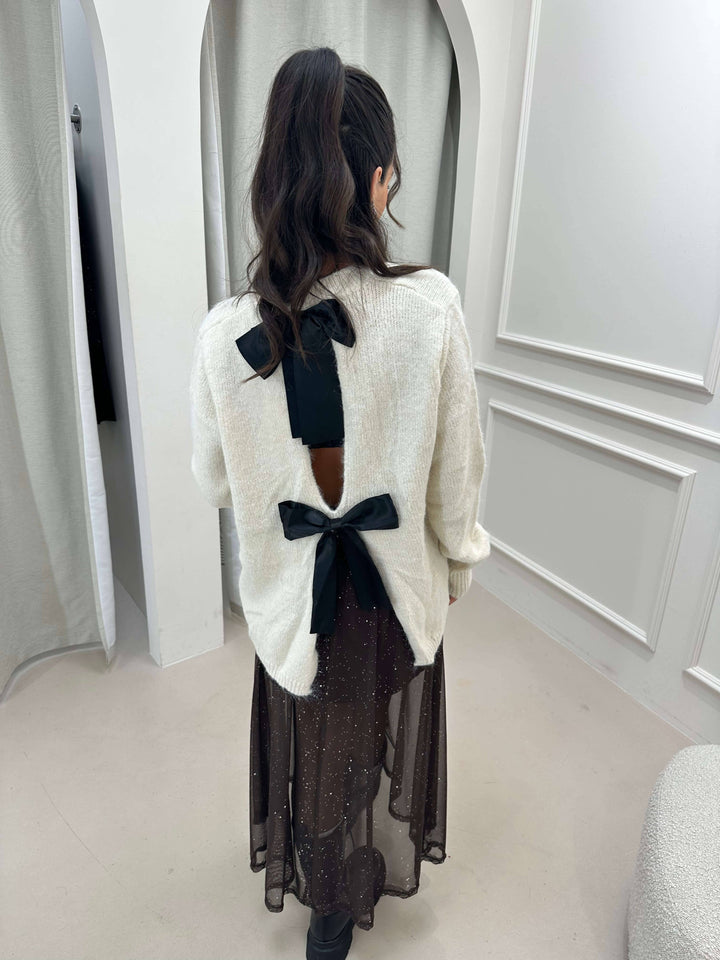 Pullover Schleifen Creme Pullover Lisas Boutique 