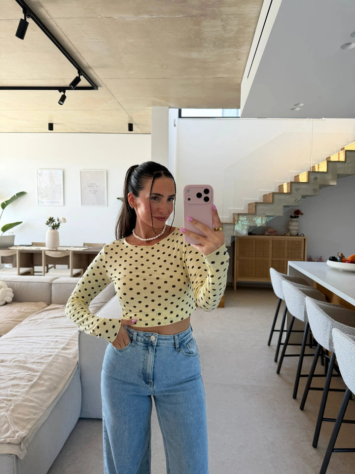 Punkte Langarmshirt - Gelb Langarm Lisas Boutique 