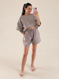 T-shirt met Stippen – Taupe