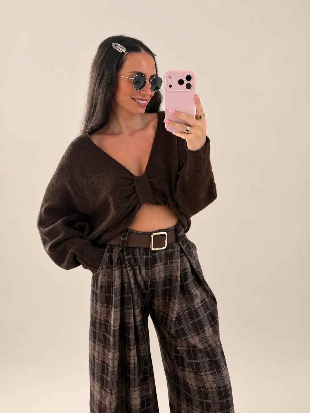 Bow Sweater – Brown, view 1 | Lisa’s Boutique