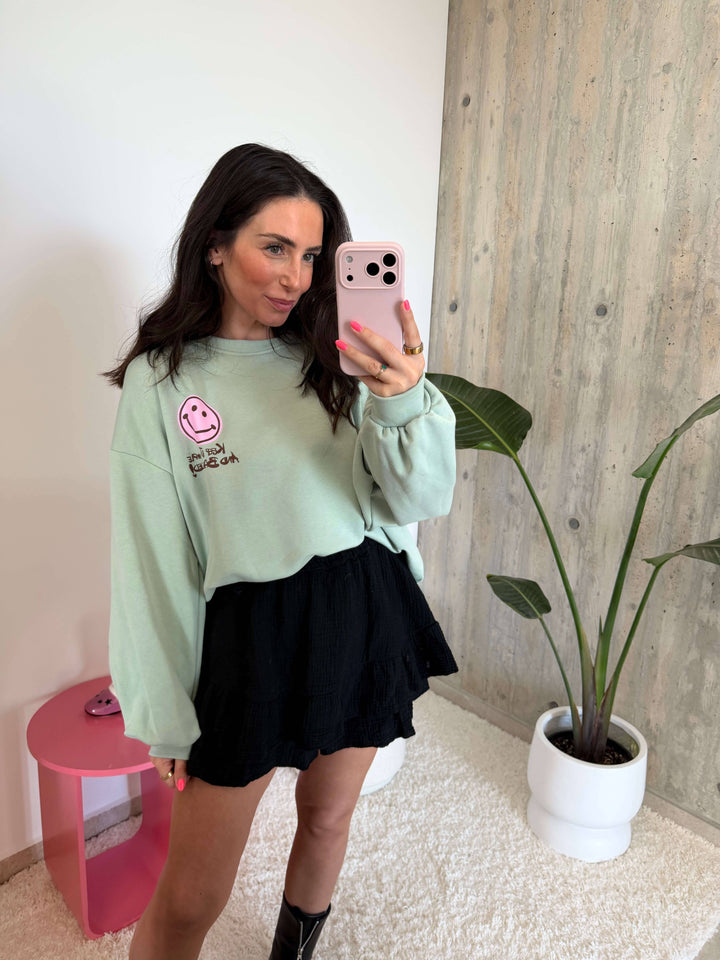 Smiley Oversize Sweatshirt – Mint Pullover Lisas Boutique 