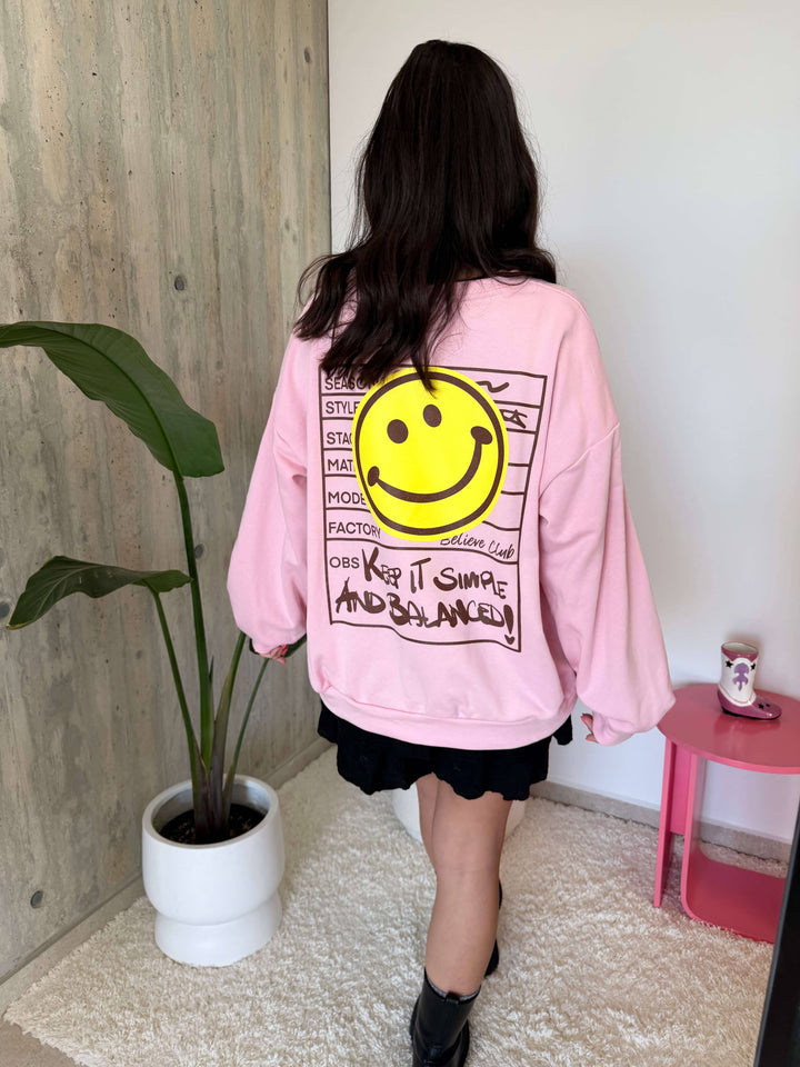 Smiley Oversize Sweatshirt – Rosa Pullover Lisas Boutique 