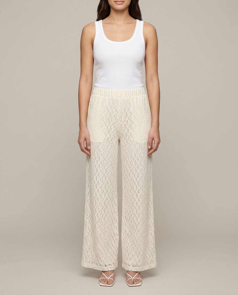 Cremefarbene Spitzenhose Detailansicht | Lisa’s Boutique