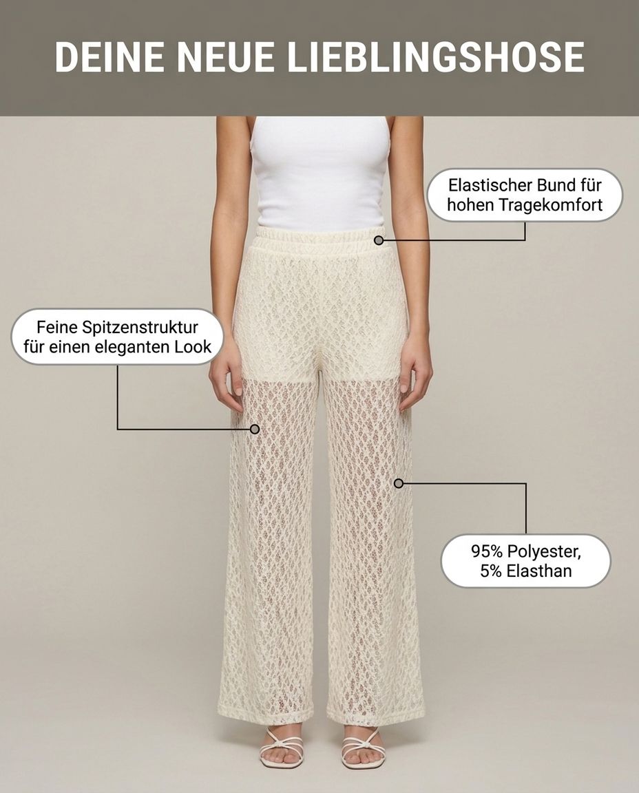 Cremefarbene Spitzenhose Vorderansicht | Lisa’s Boutique