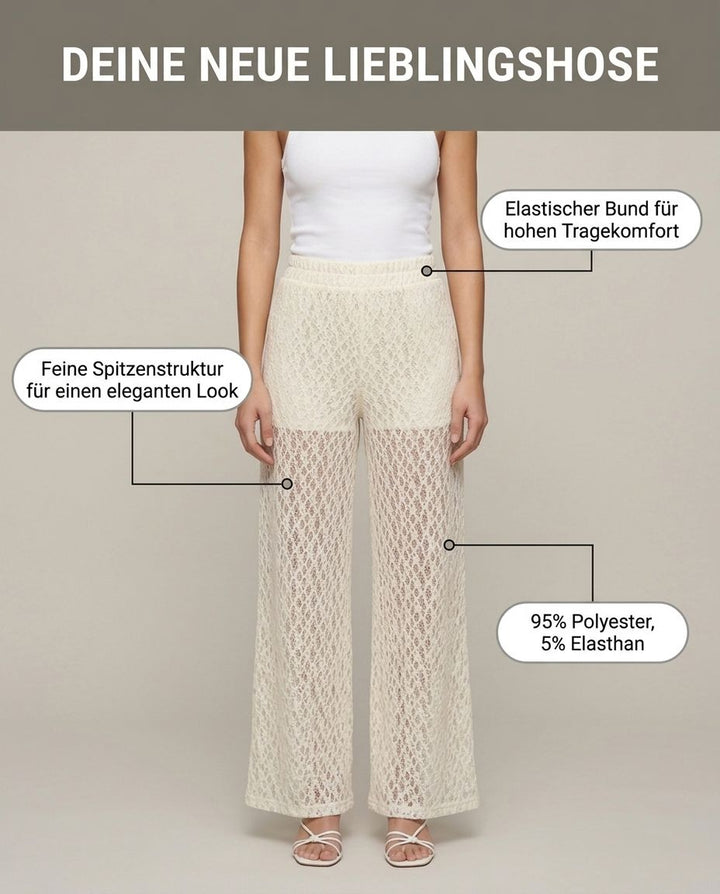 Cremefarbene Spitzenhose Vorderansicht | Lisa’s Boutique