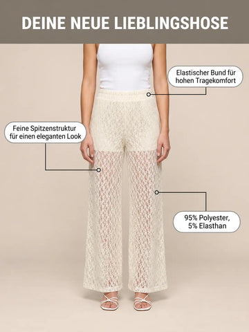 Women’s lace trousers in Cream, Front view | Lisa’s Boutique
