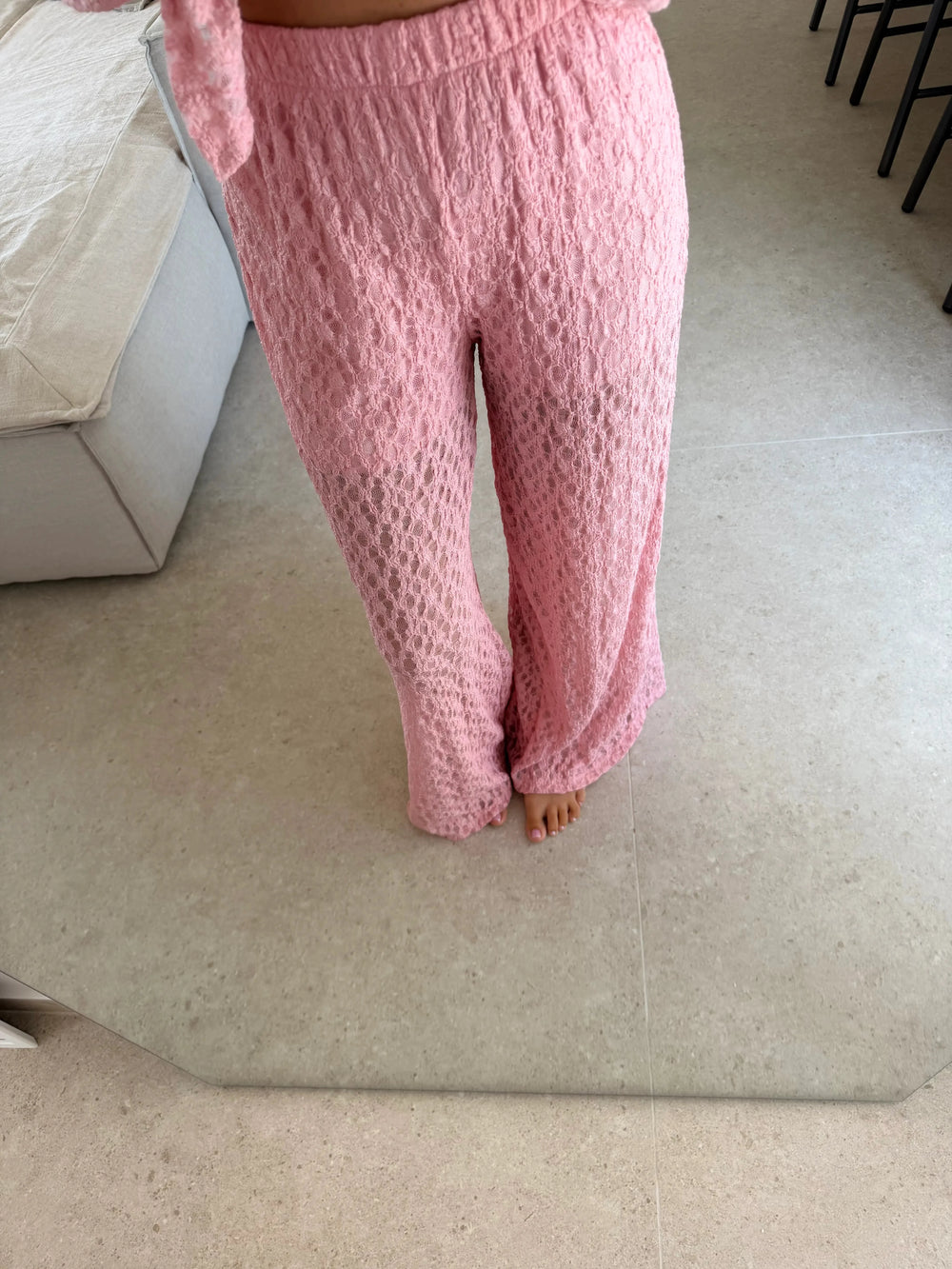 Spitzen Hose - Rosa Stoffhose Lisas Boutique 