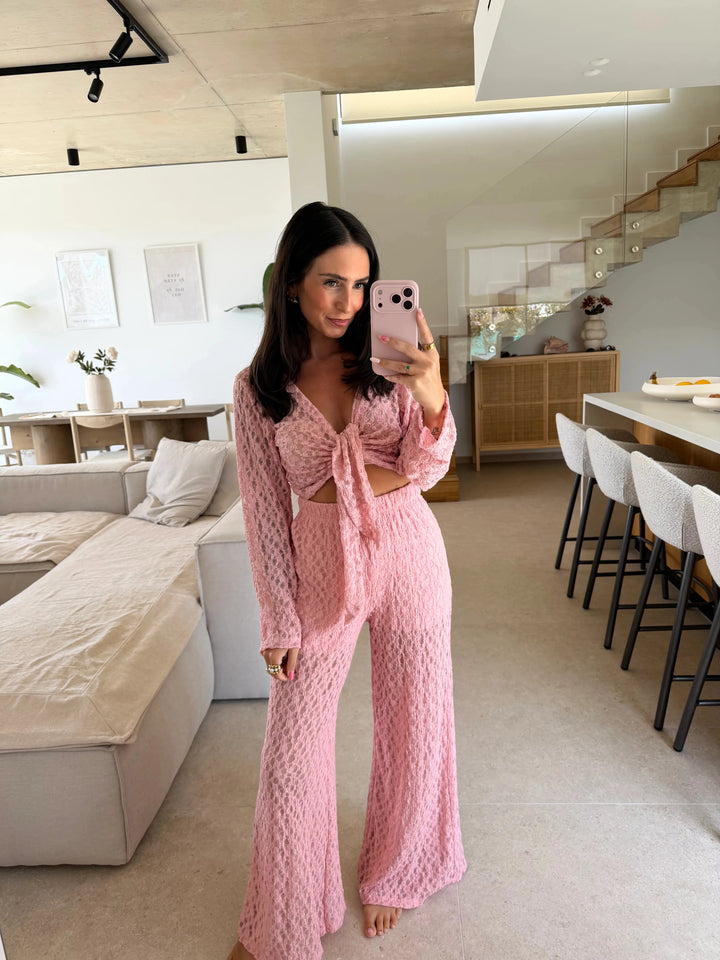 Spitzen Hose - Rosa Stoffhose Lisas Boutique 