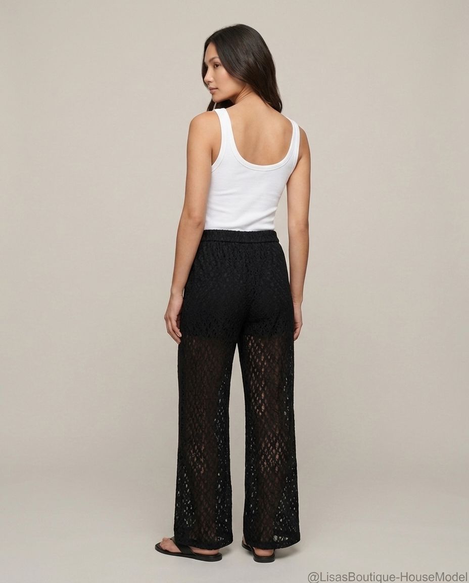 Schwarze Spitzenhose – Seitenansicht | Lisa’s Boutique