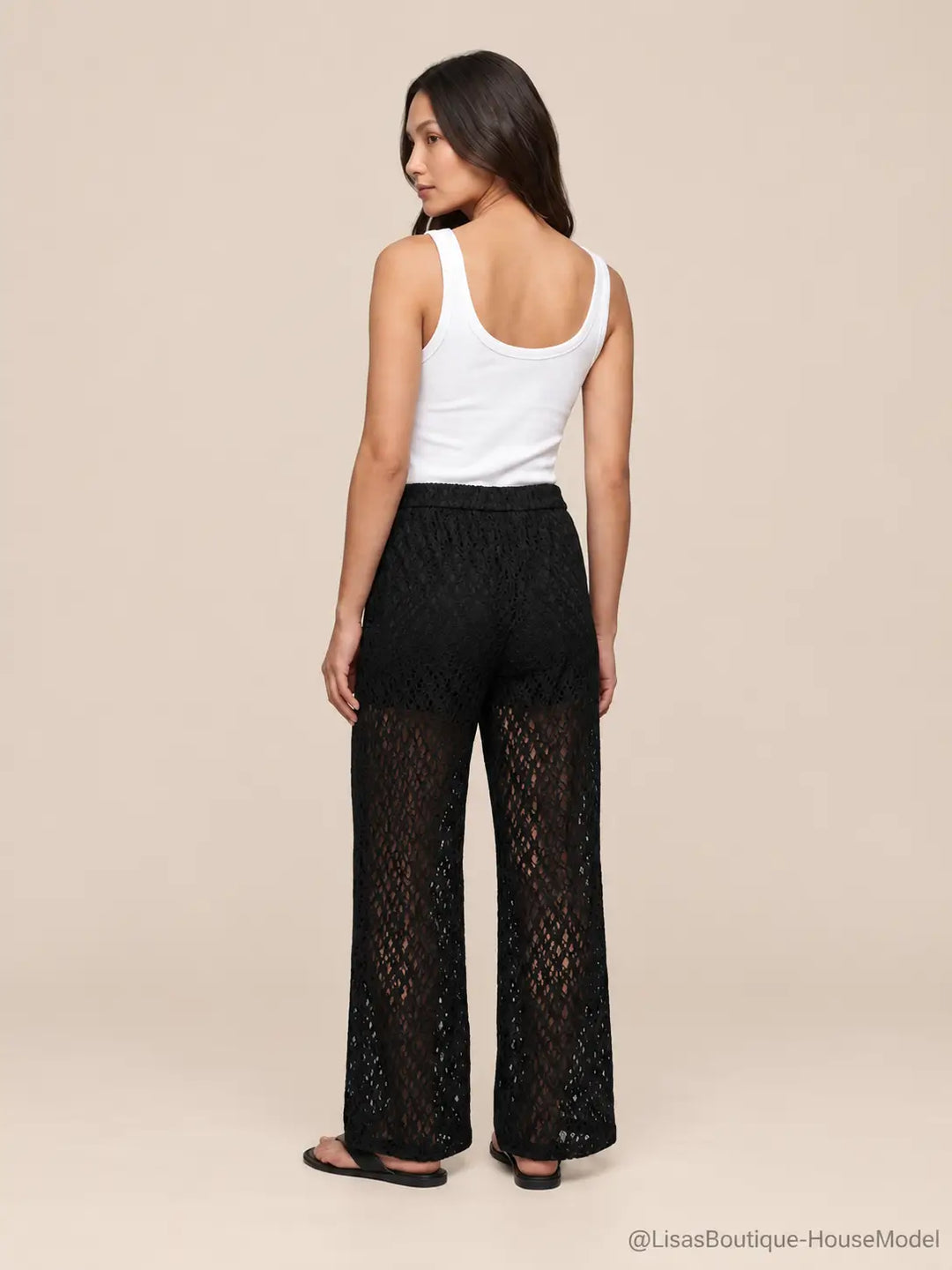 Women’s lace trousers in Black, Side view | Lisa’s Boutique