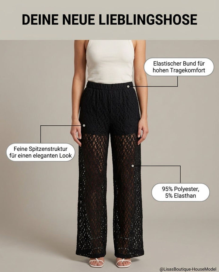 Schwarze Spitzenhose – Vorderansicht | Lisa’s Boutique