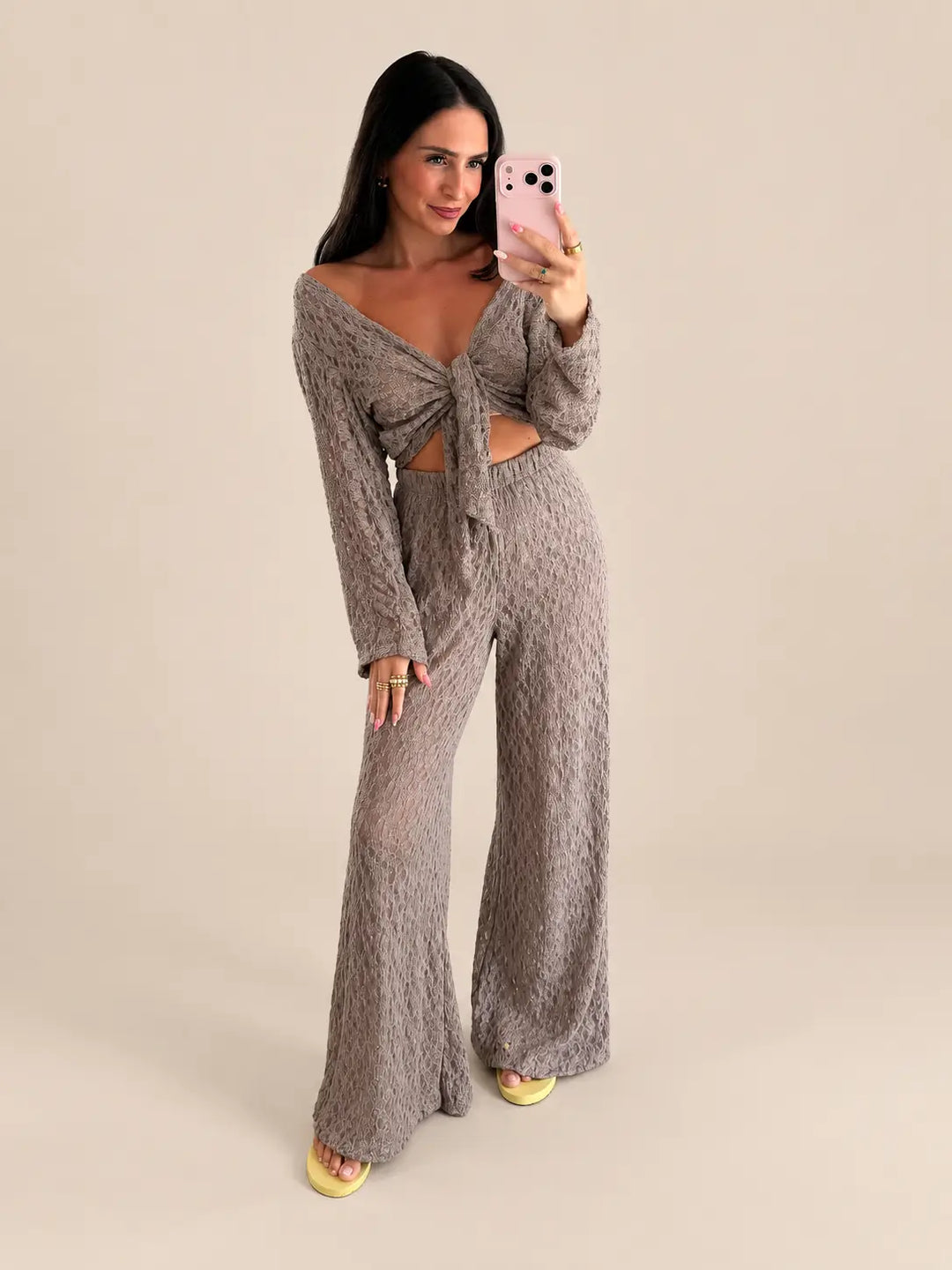 Spitzen Hose Damen in Taupe | Lisa’s Boutique