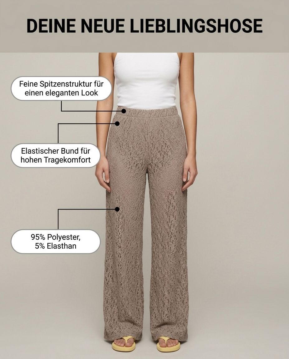 Taupefarbene Spitzenhose – Seitenansicht | Lisa’s Boutique